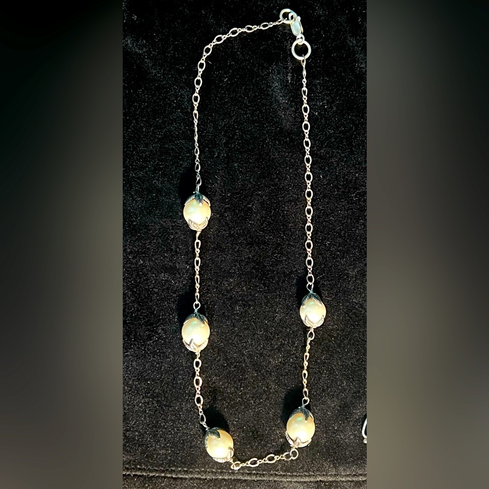 .925 sterling silver lab created pearl necklace